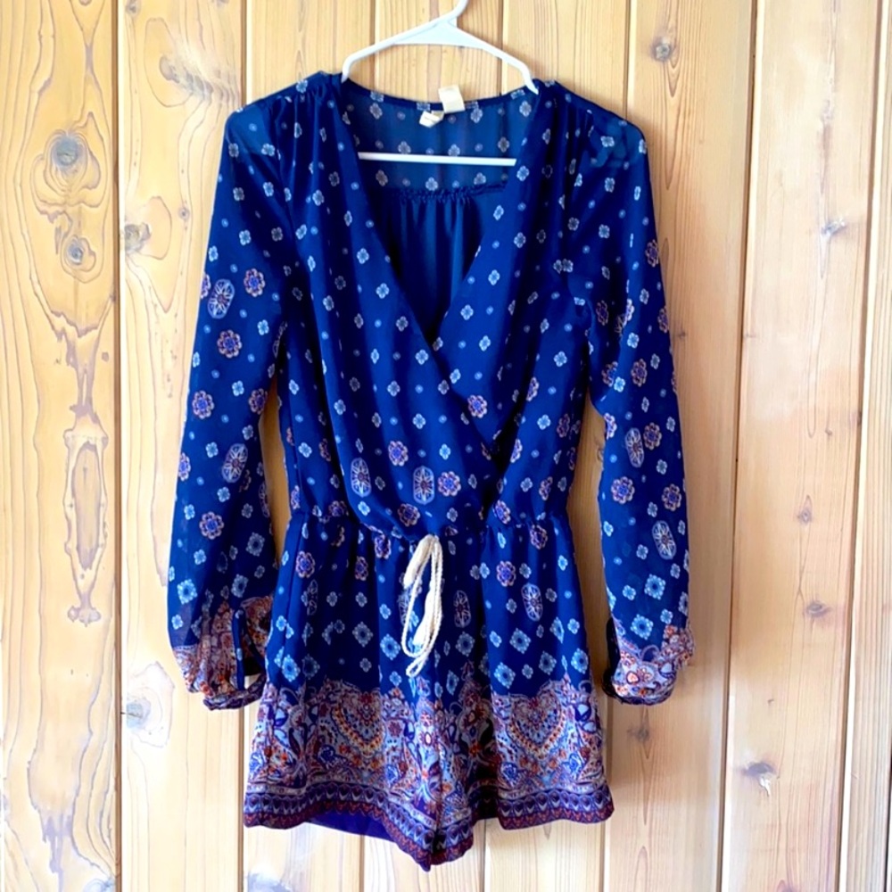 Japna • Blue Boho/ Indie Romper• Size S